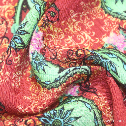 Tissu de gaze de rayonne de haute qualité avec impression numérique